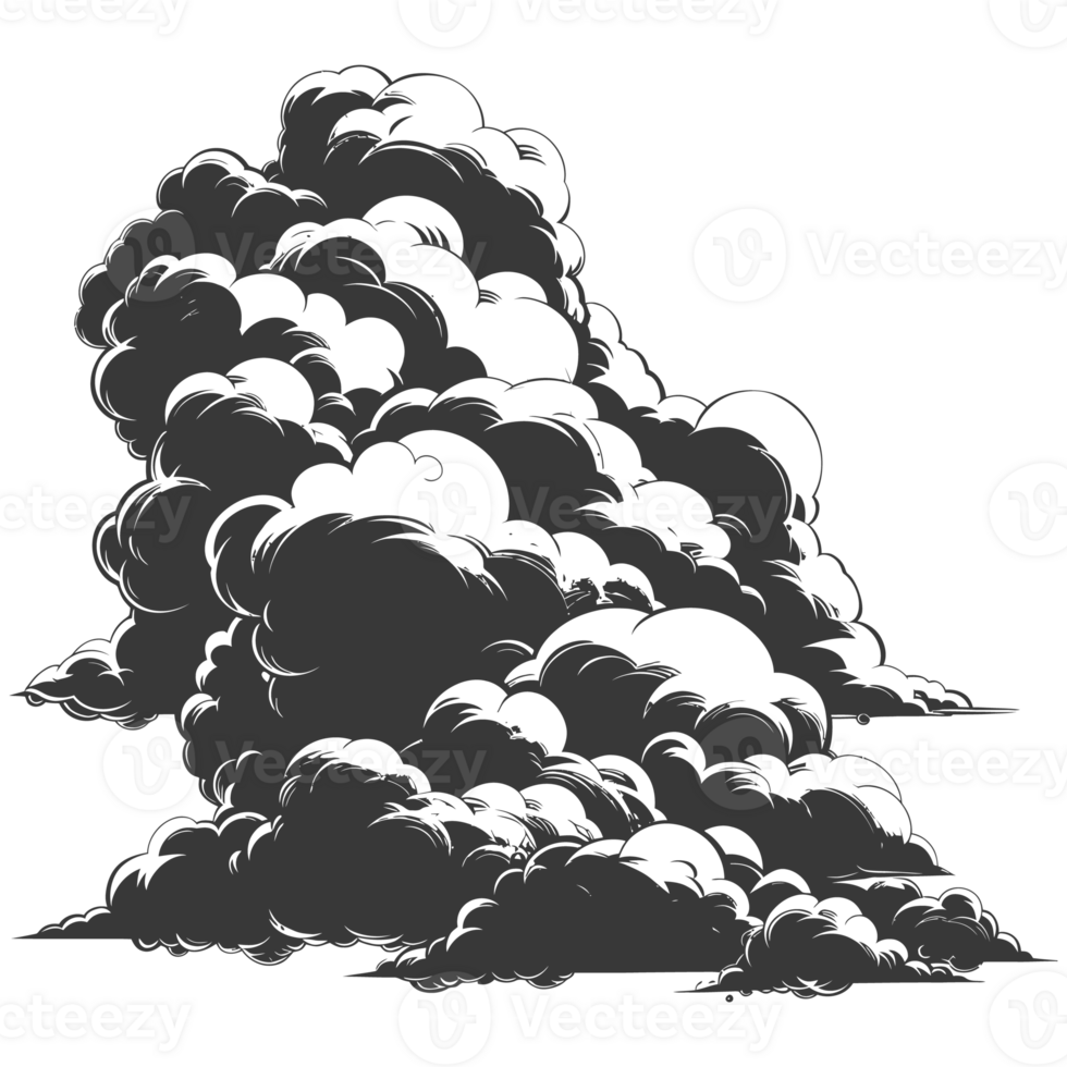 AI generated Silhouette cloud black color only png