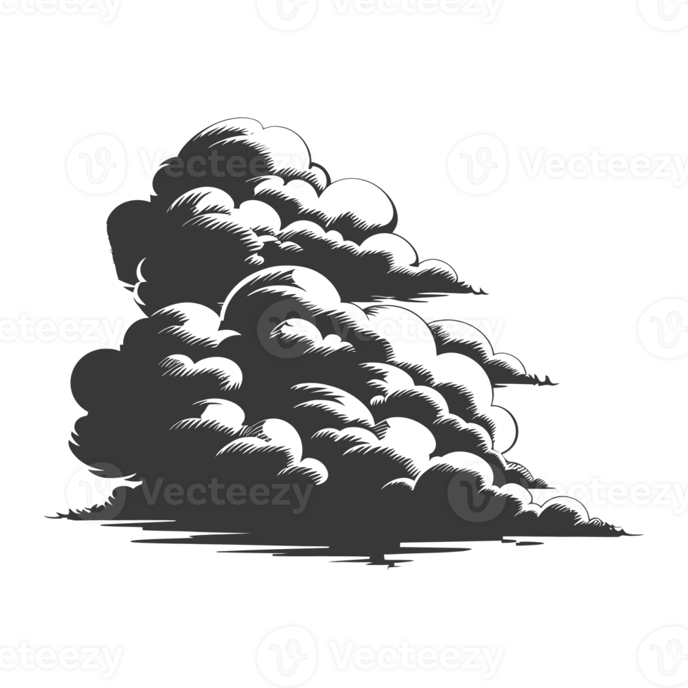 AI generated Silhouette cloud black color only png