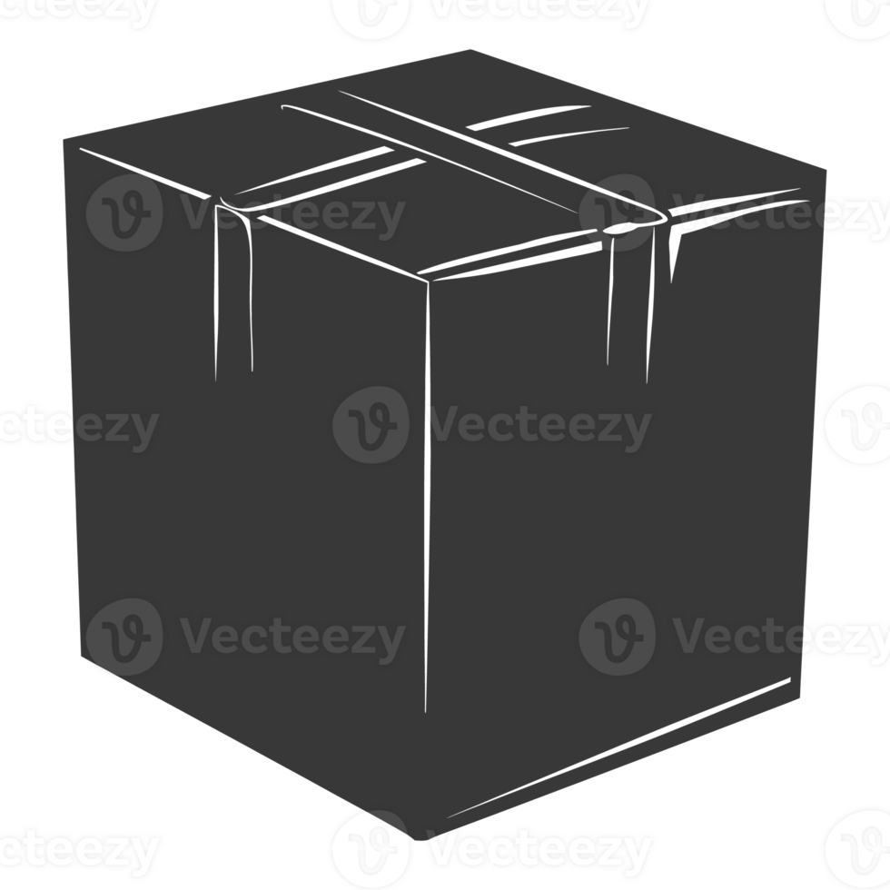 AI generated Silhouette cardboard package black color only png