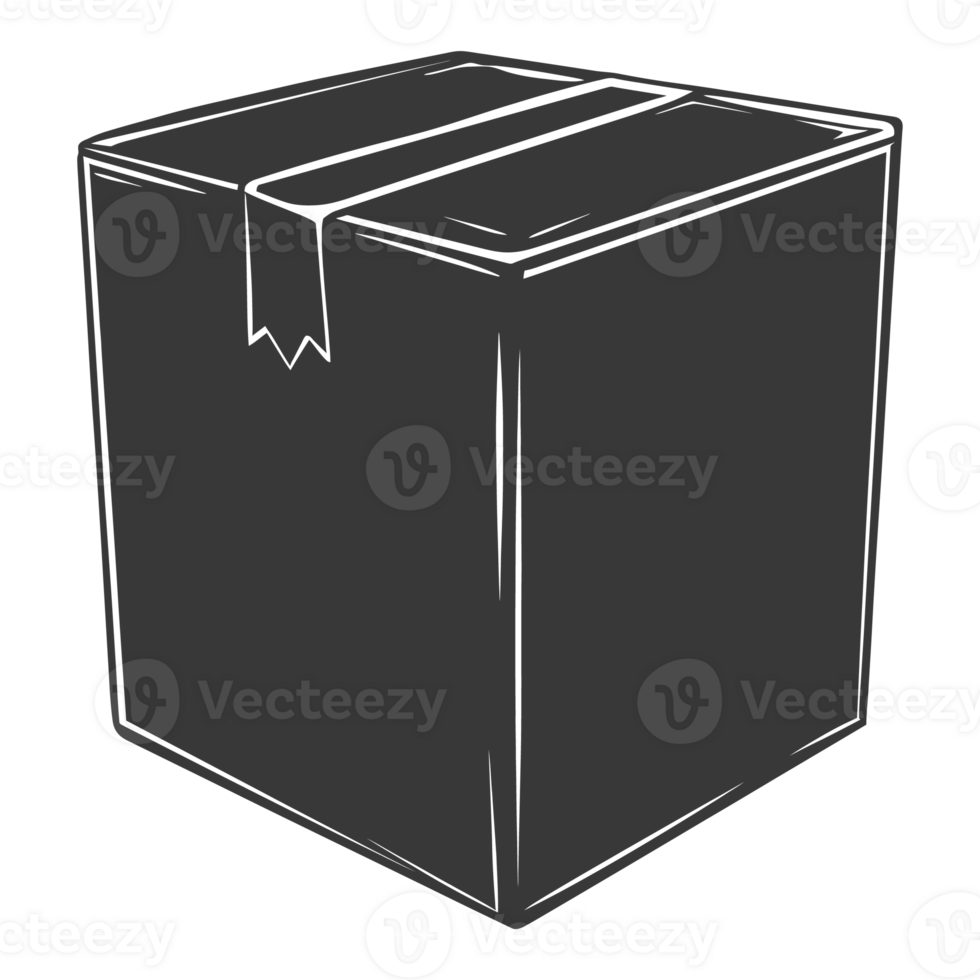 AI generated Silhouette cardboard package black color only png