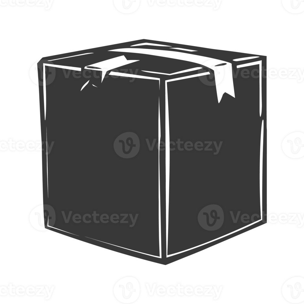 AI generated Silhouette cardboard package black color only png
