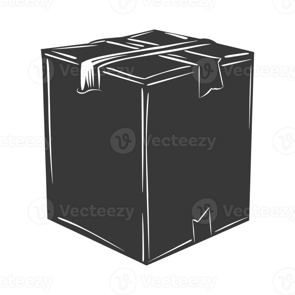 AI generated Silhouette cardboard package black color only png