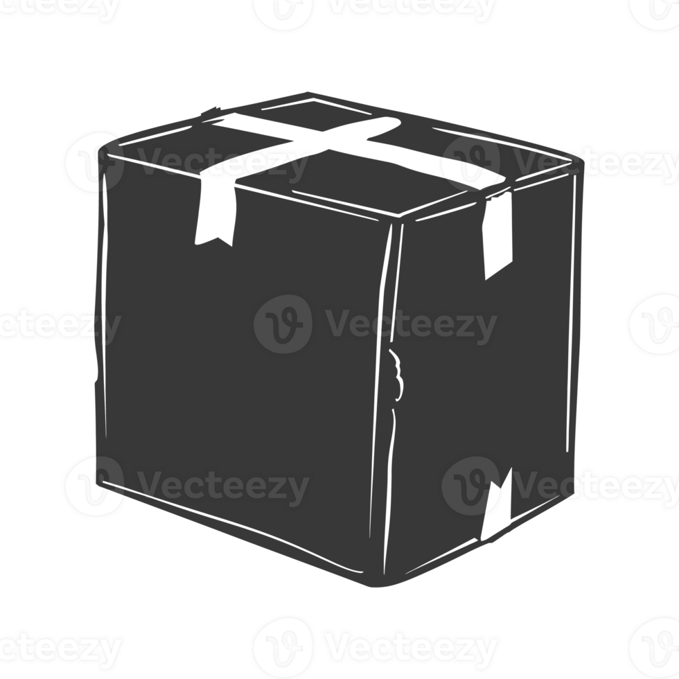 AI generated Silhouette cardboard package black color only png
