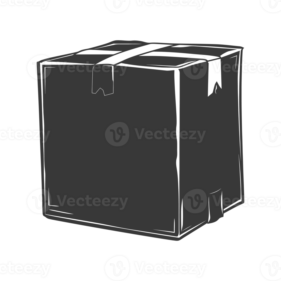 AI generated Silhouette cardboard package black color only png