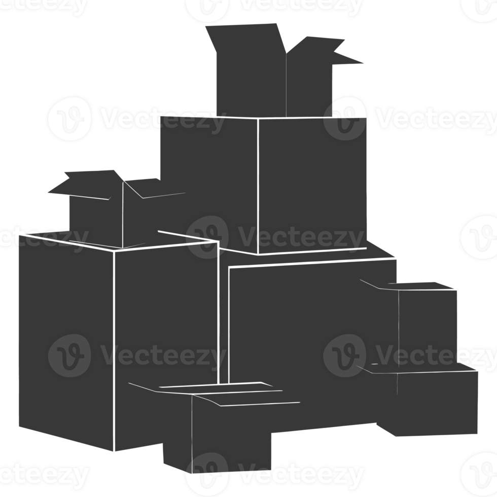 AI generated Silhouette cardboard black color only png