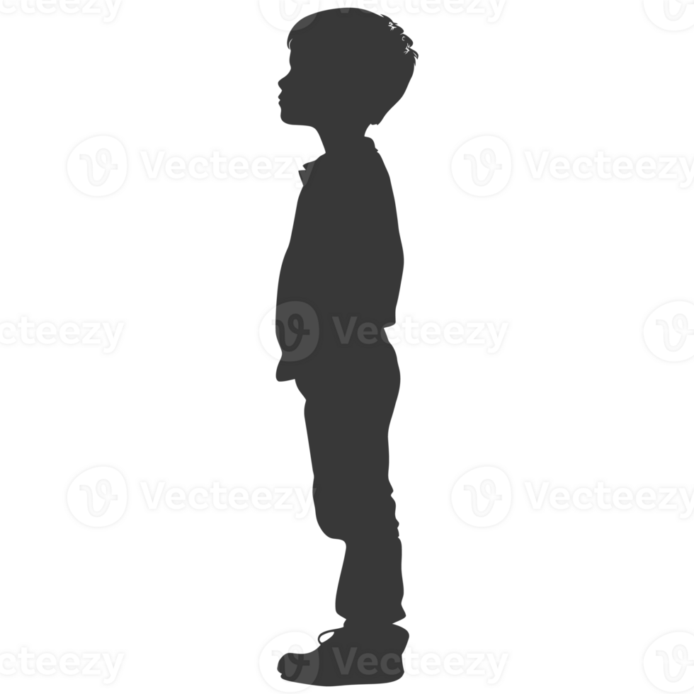 AI generated Silhouette caucasian boy black color only png