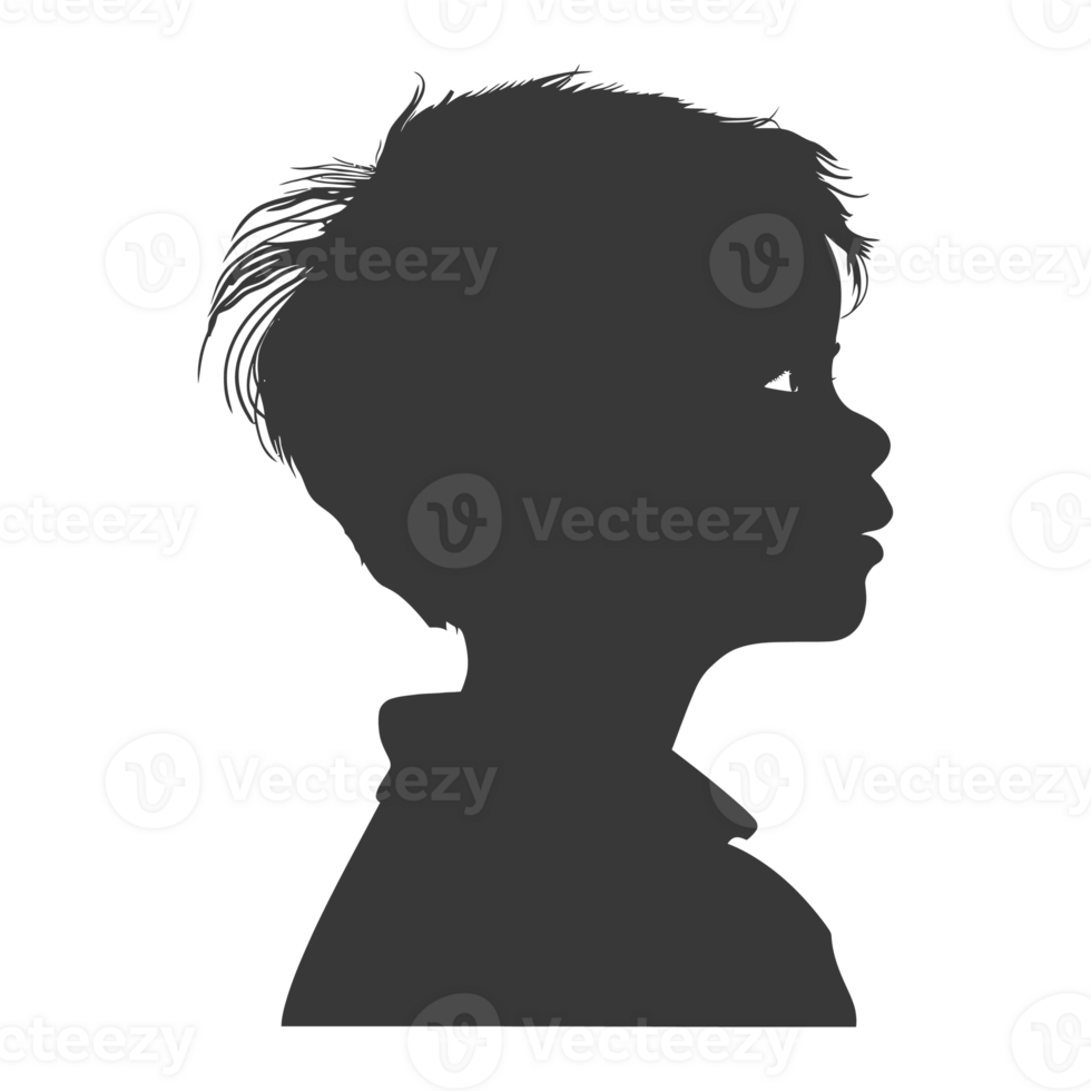 AI generated Silhouette caucasian boy black color only png