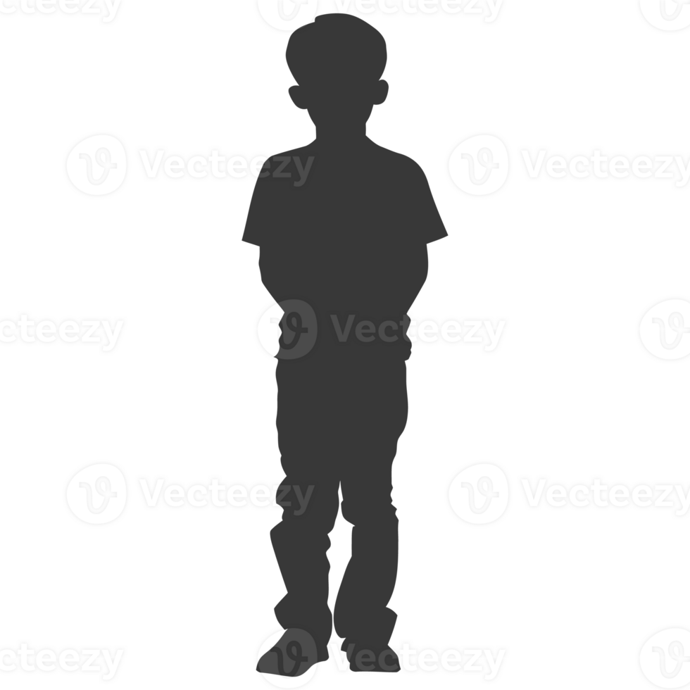 AI generated Silhouette caucasian boy black color only png