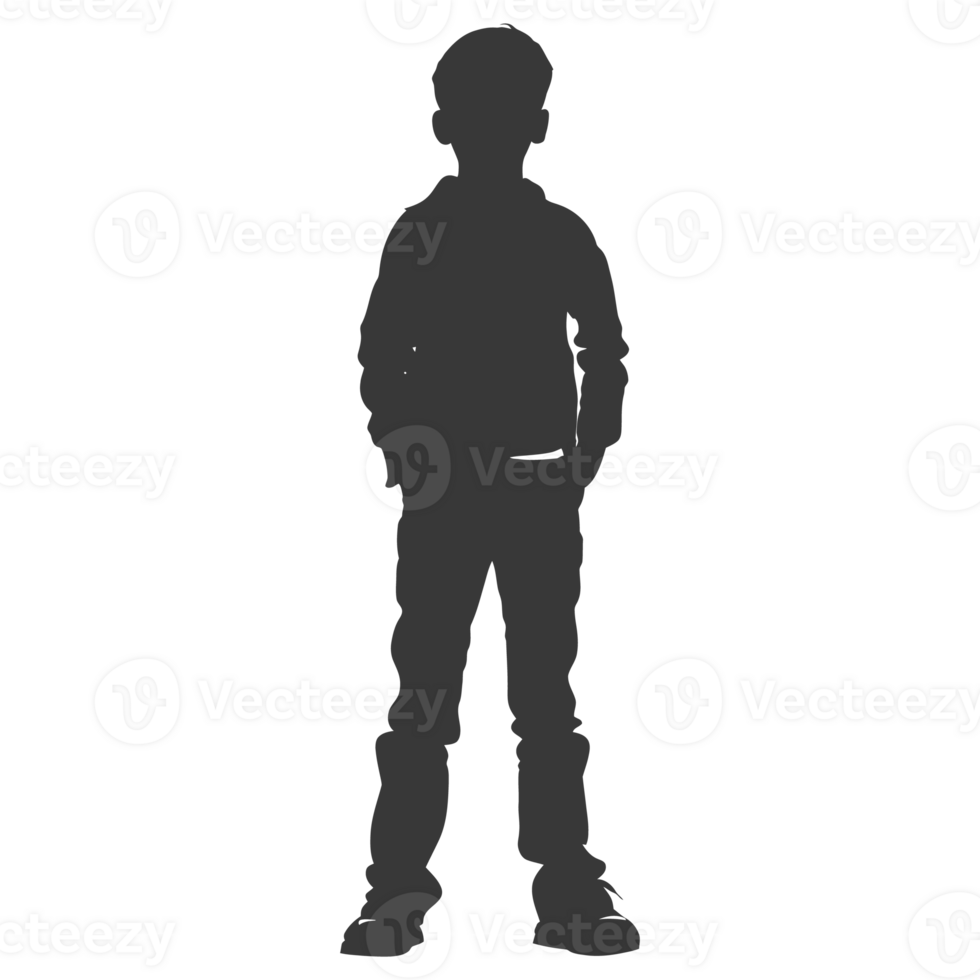 AI generated Silhouette caucasian boy black color only png