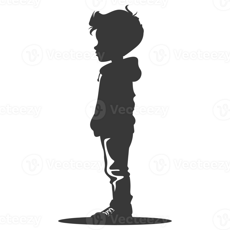 AI generated Silhouette caucasian boy black color only png