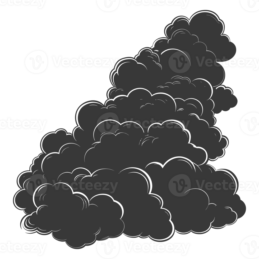 AI generated Silhouette cloud black color only png