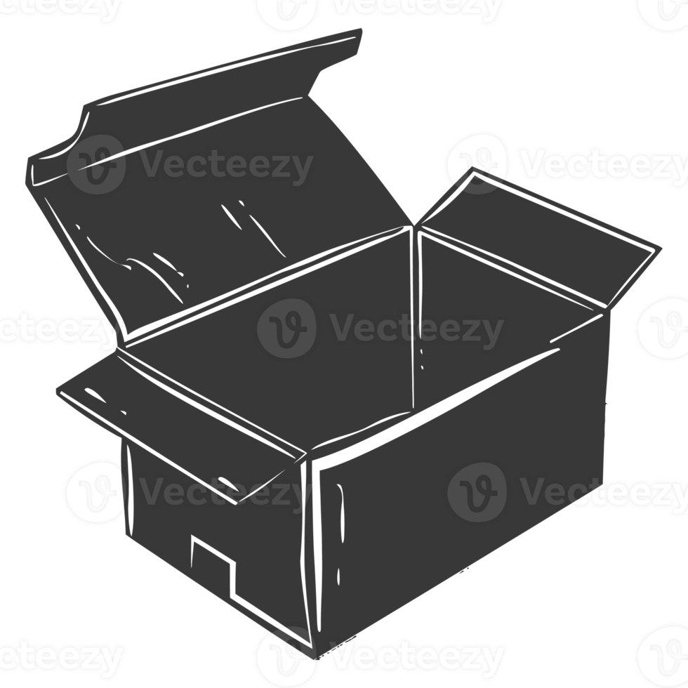 AI generated Silhouette cardboard open black color only png