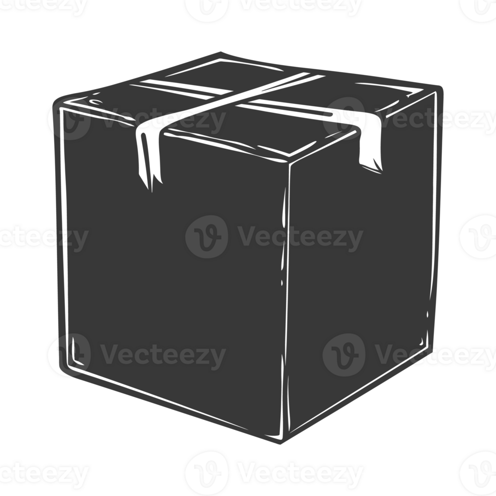 AI generated Silhouette cardboard package black color only png