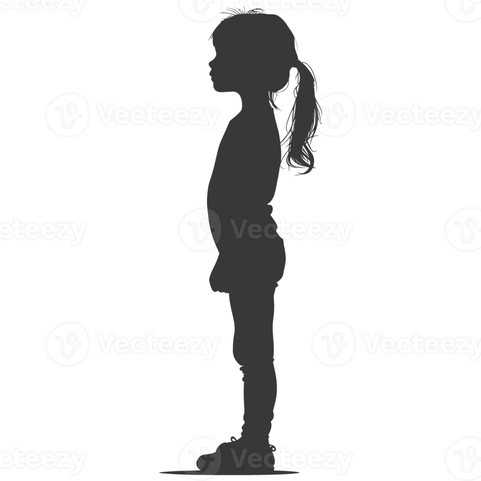 AI generated Silhouette caucasian girl alone black color only png
