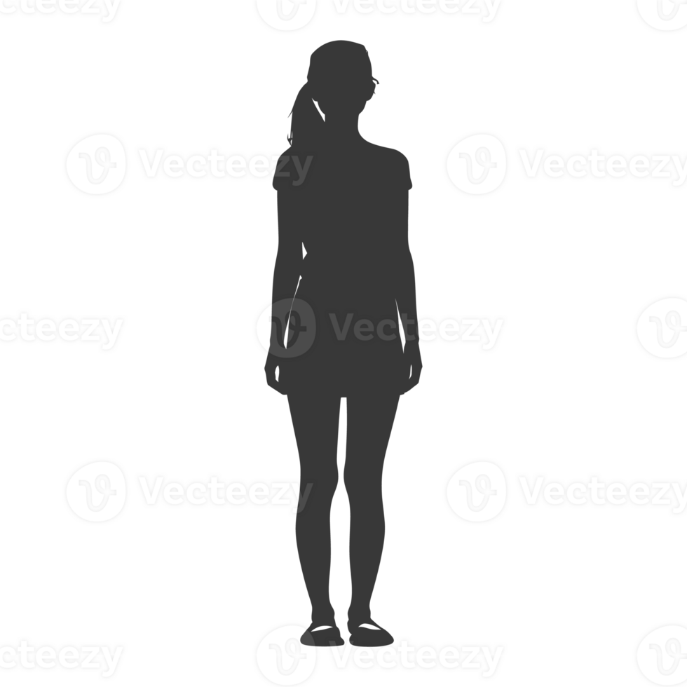 AI generated Silhouette caucasian girl alone black color only png