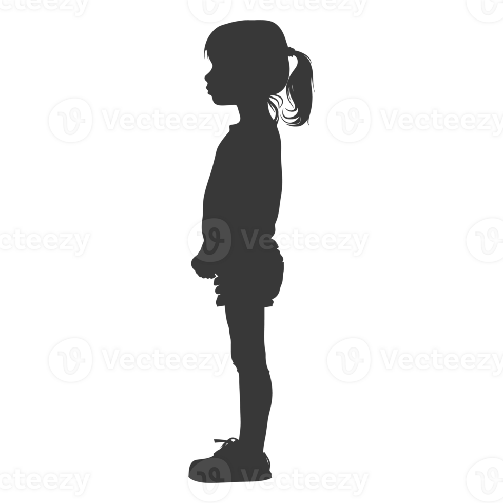 AI generated Silhouette caucasian girl alone black color only png