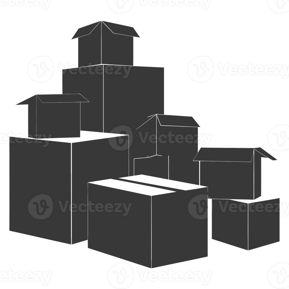 AI generated Silhouette cardboard black color only png