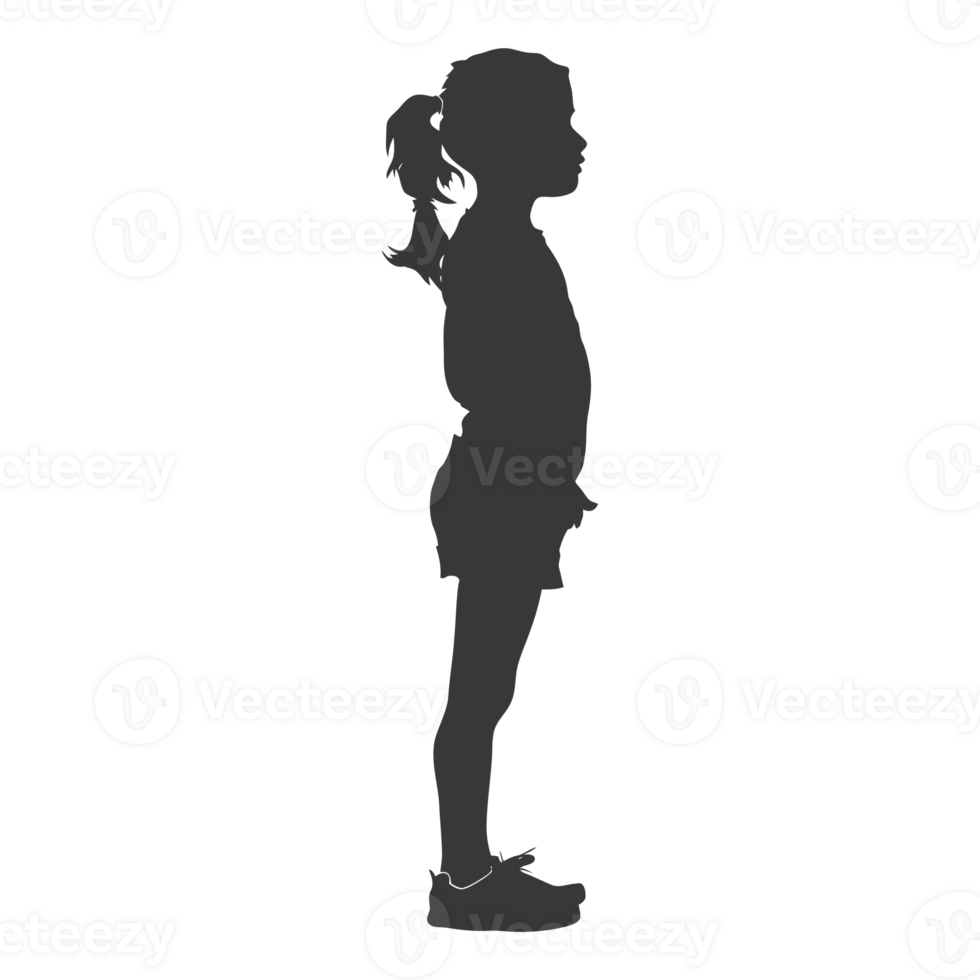 AI generated Silhouette caucasian girl black color only png