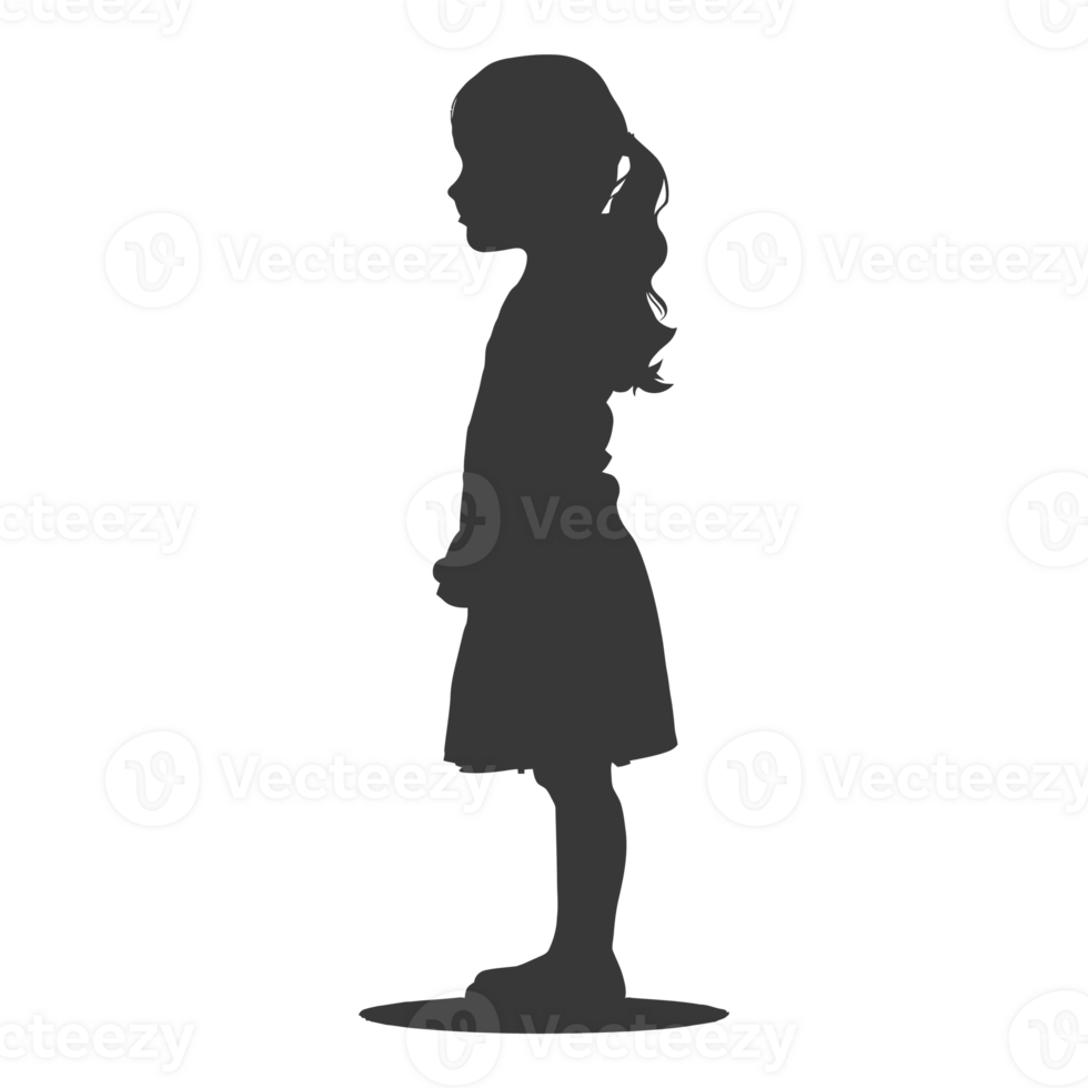 AI generated Silhouette caucasian girl alone black color only png