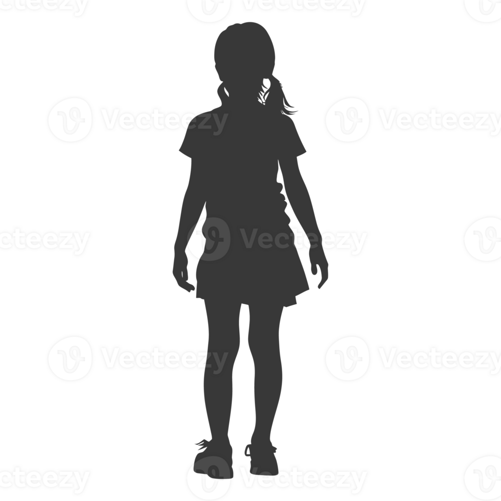 AI generated Silhouette caucasian girl black color only png