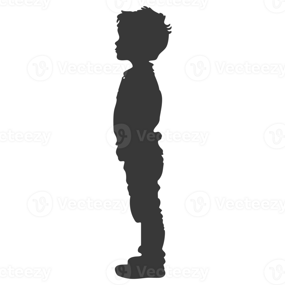 AI generated Silhouette caucasian boy black color only png