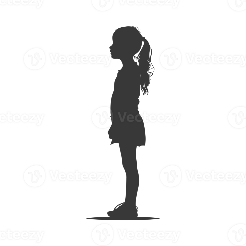 AI generated Silhouette caucasian girl black color only png
