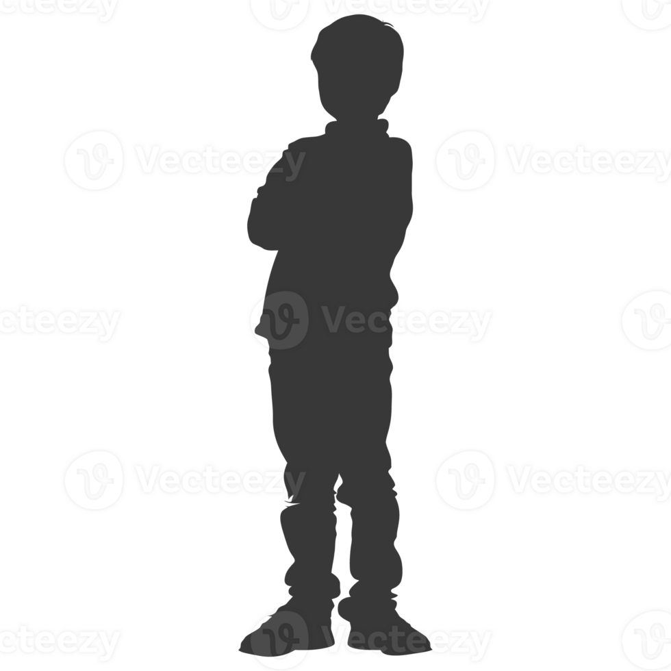 AI generated Silhouette caucasian boy black color only png