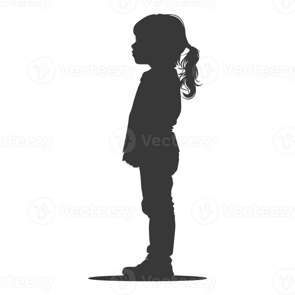 AI generated Silhouette caucasian girl alone black color only png