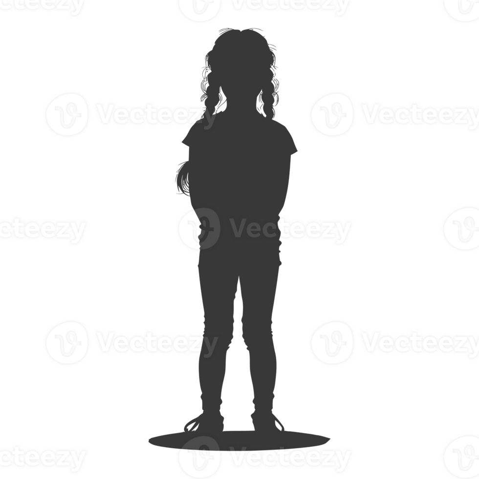 AI generated Silhouette caucasian girl alone black color only png