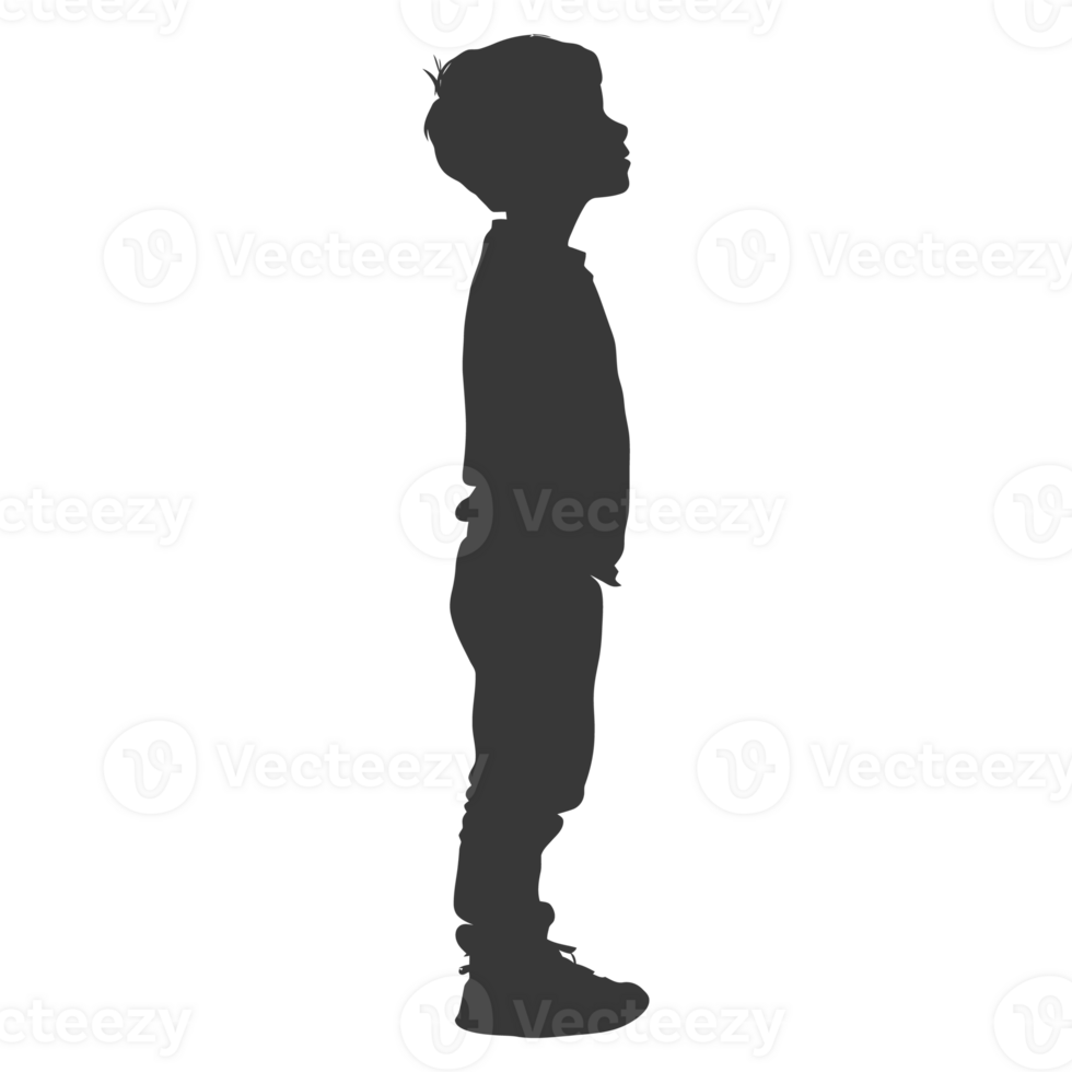 AI generated Silhouette caucasian boy black color only png