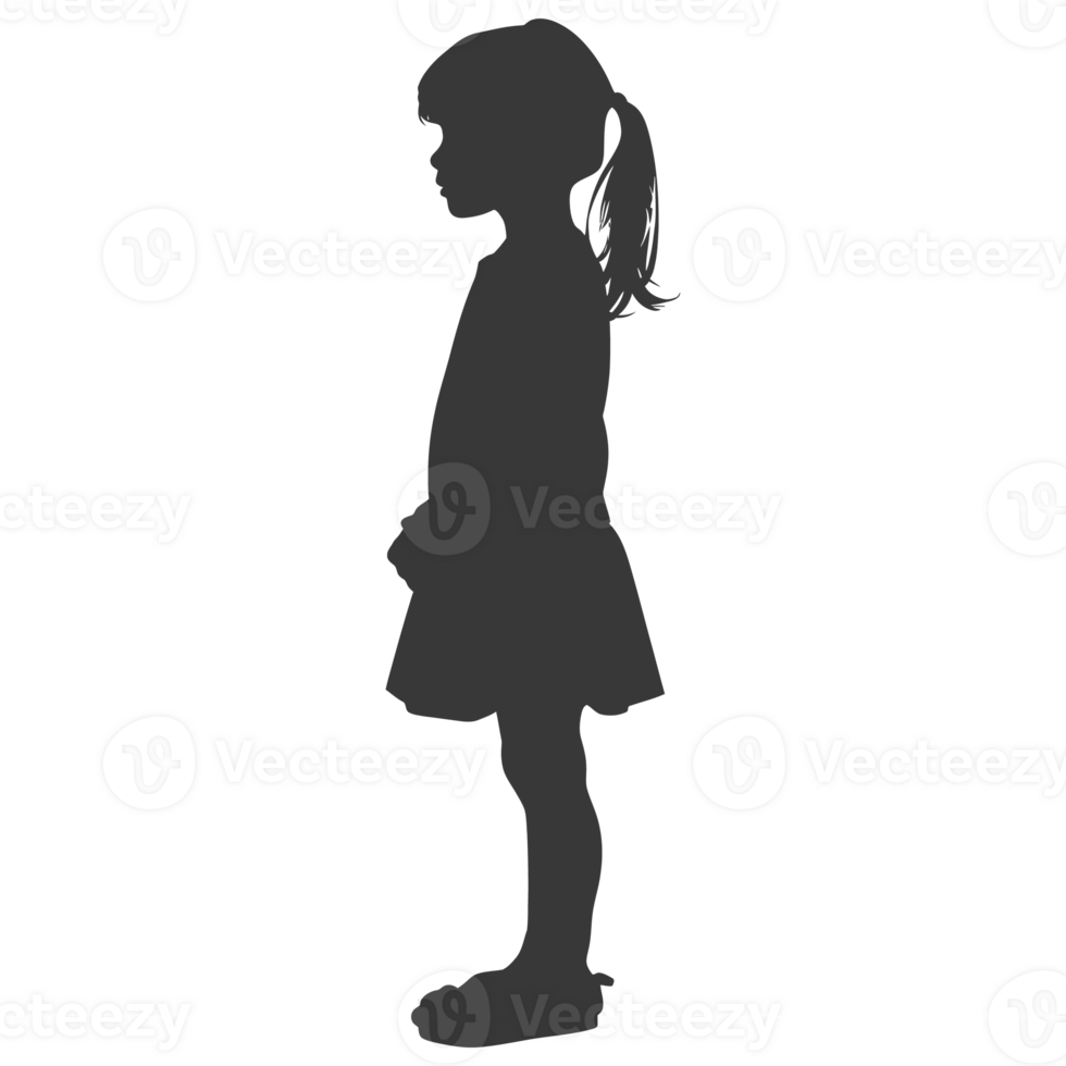 AI generated Silhouette caucasian girl black color only png