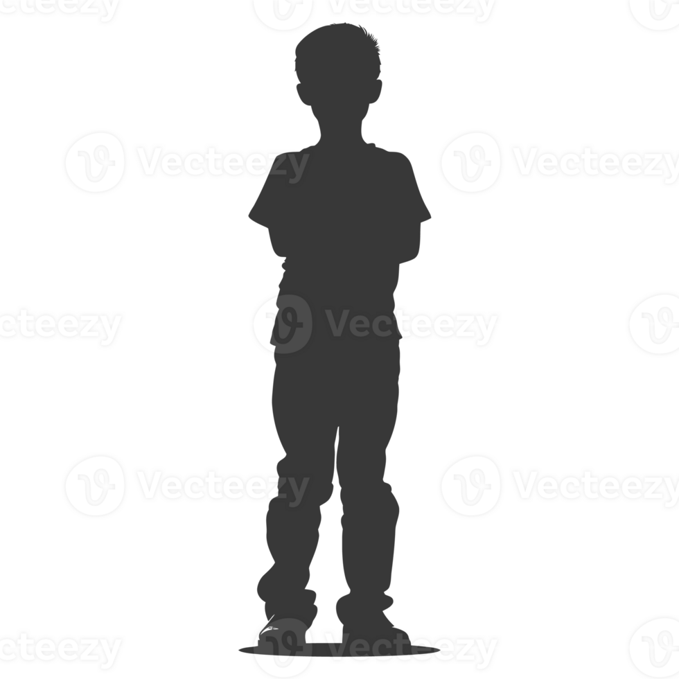 AI generated Silhouette caucasian boy black color only png