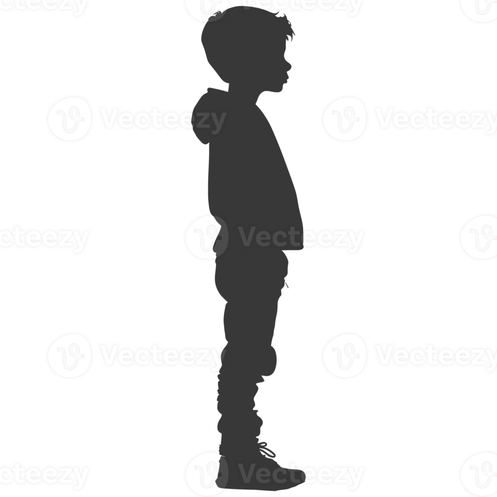 AI generated Silhouette caucasian boy black color only png