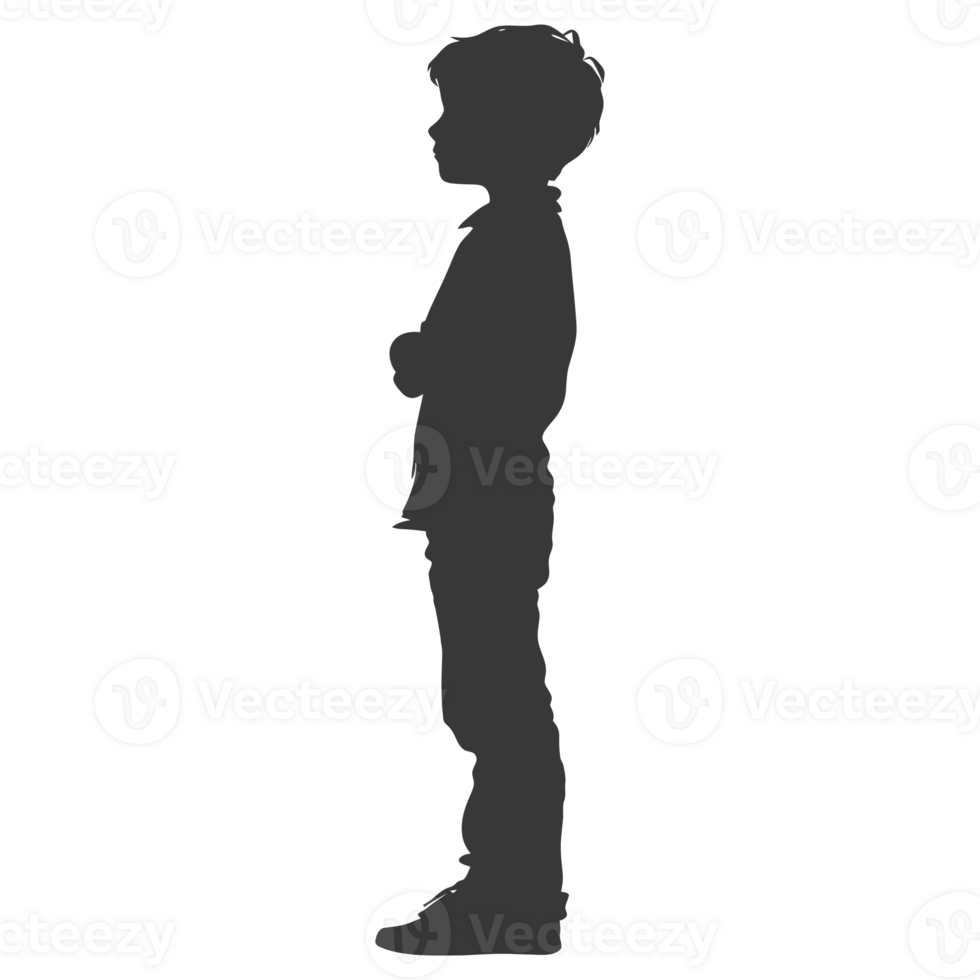 AI generated Silhouette caucasian boy black color only png