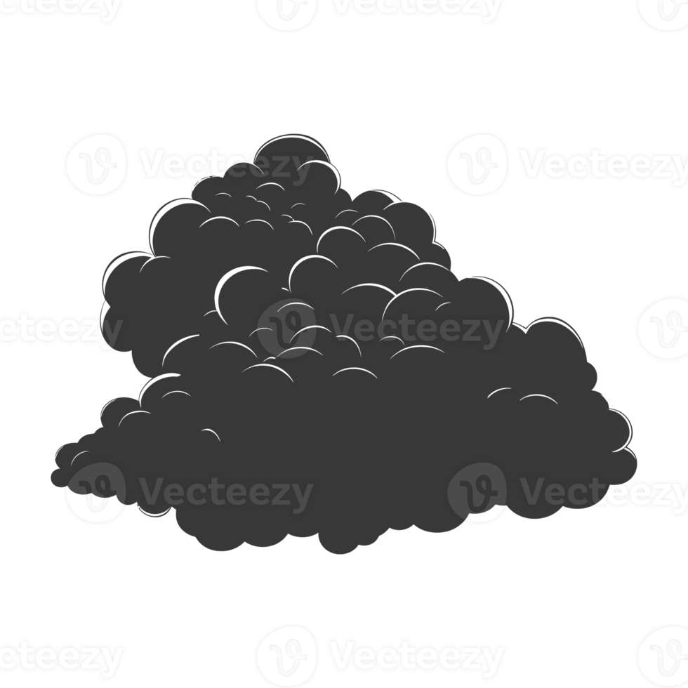AI generated Silhouette cloud black color only png
