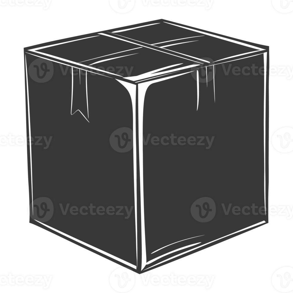 AI generated Silhouette cardboard package black color only png