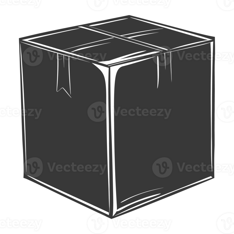ai genererad silhuett kartong paket svart Färg endast png