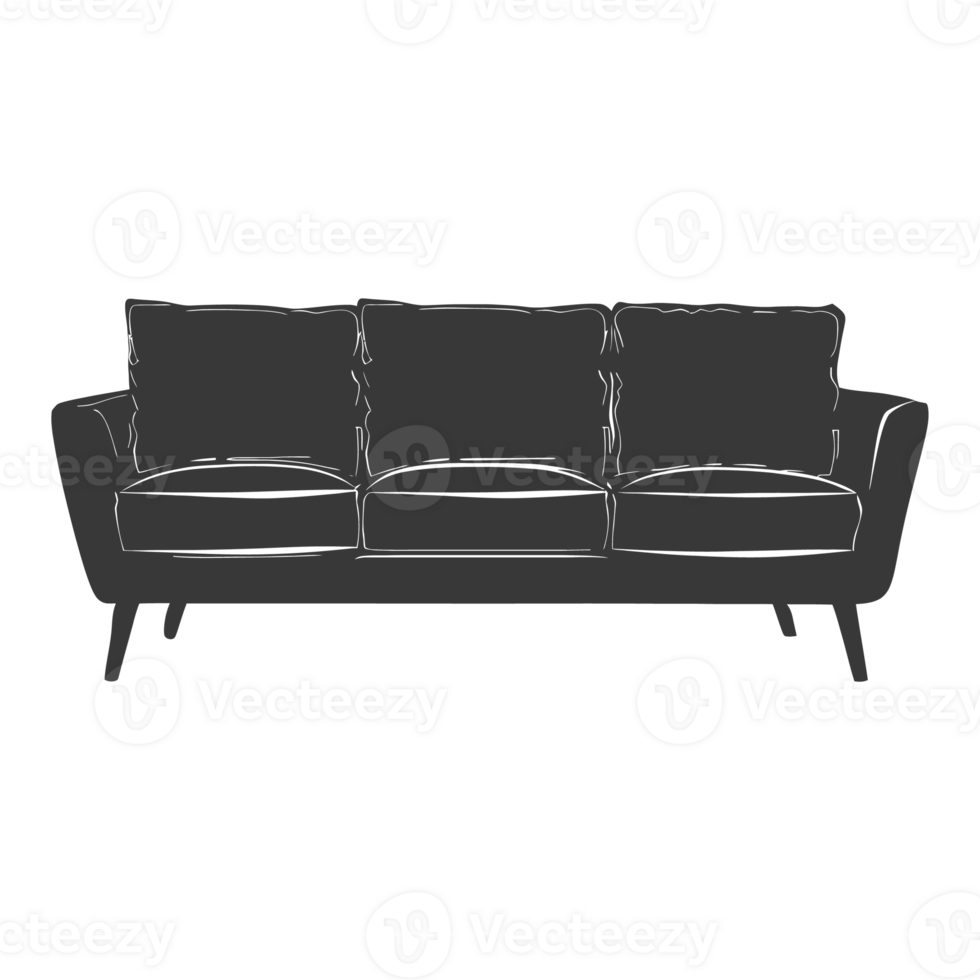 AI generated Silhouette Scandinavian sofa black color only png