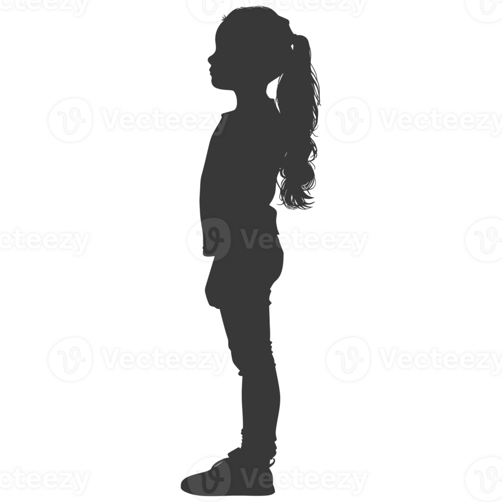 AI generated Silhouette caucasian girl black color only png