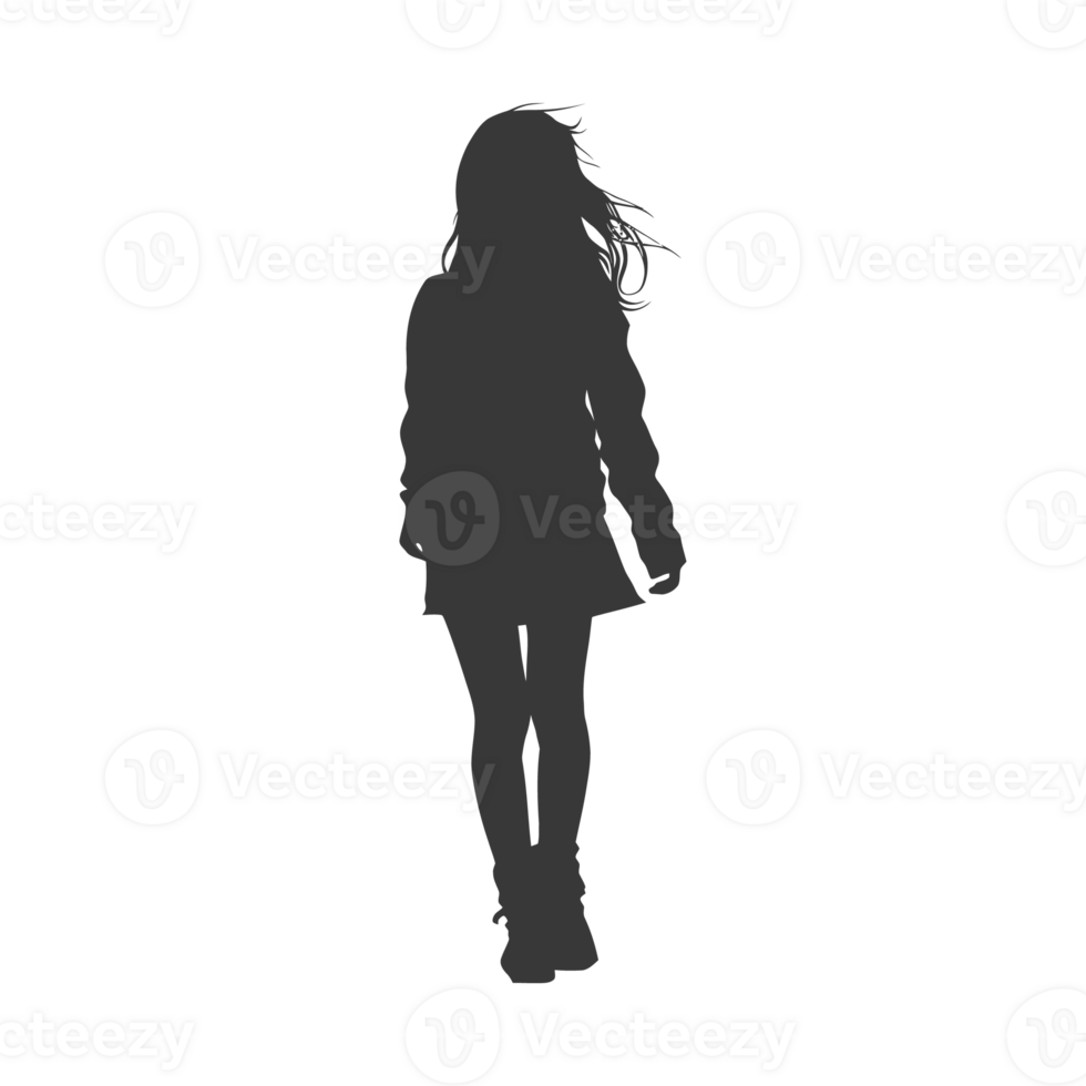AI generated Silhouette caucasian girl alone black color only png