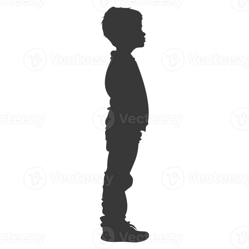 AI generated Silhouette caucasian boy black color only png