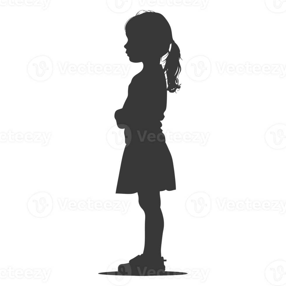 AI generated Silhouette caucasian girl alone black color only png