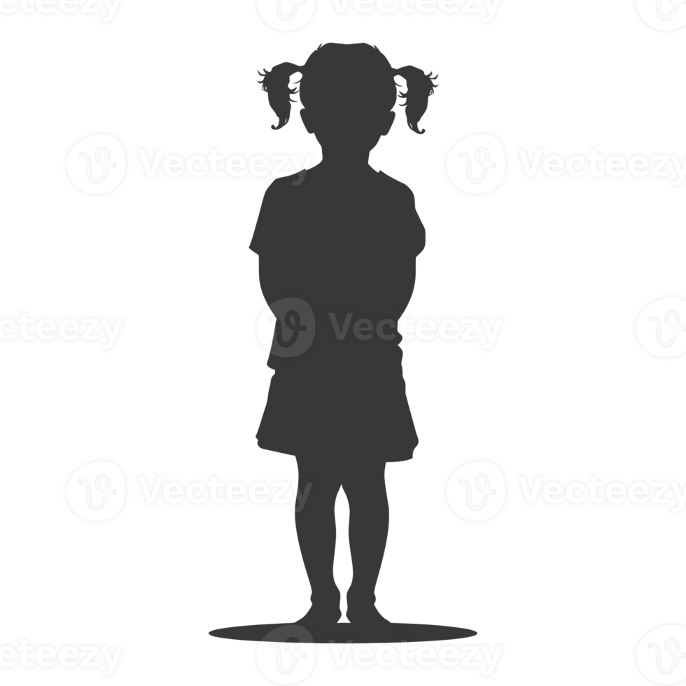 AI generated Silhouette caucasian girl black color only png