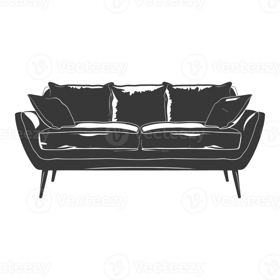AI generated Silhouette Scandinavian sofa black color only png
