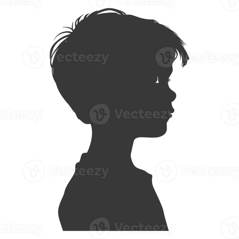 AI generated Silhouette caucasian boy black color only png