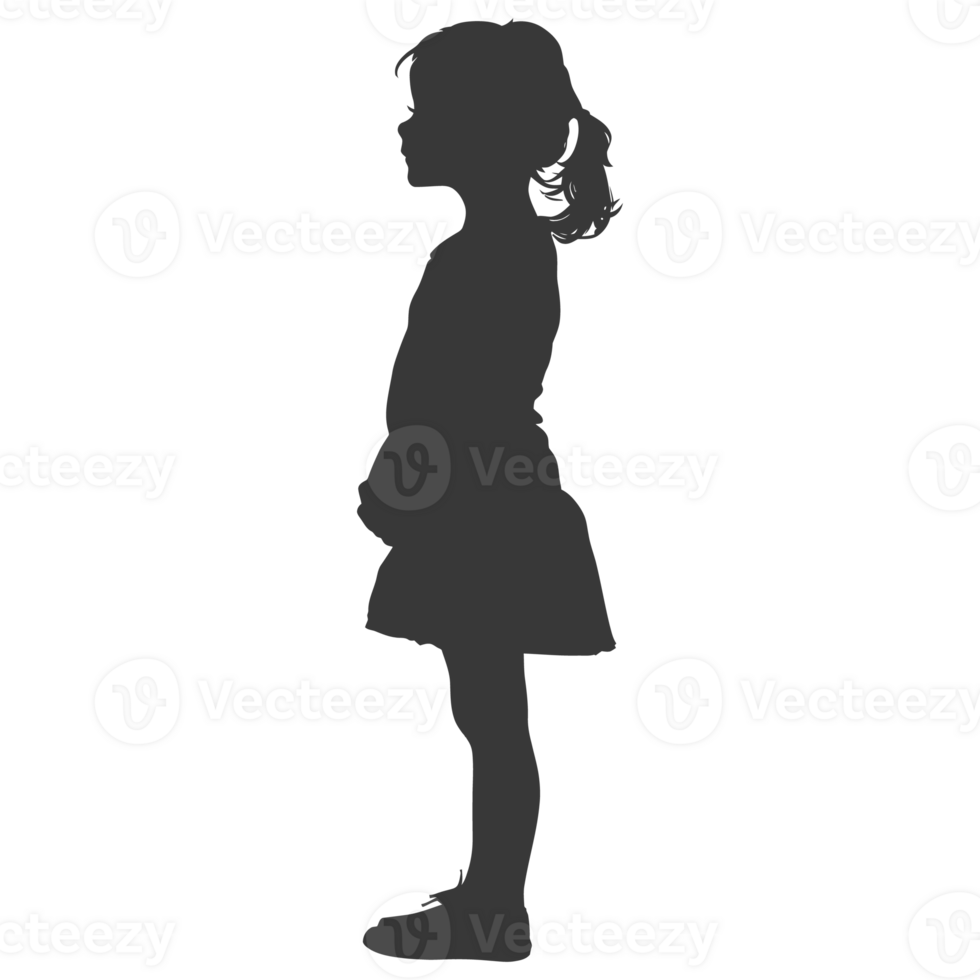 AI generated Silhouette caucasian girl black color only png