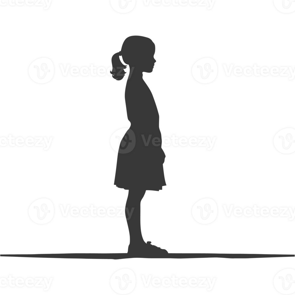 AI generated Silhouette caucasian girl alone black color only png