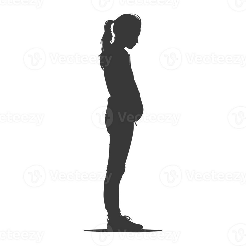 AI generated Silhouette caucasian girl alone black color only png