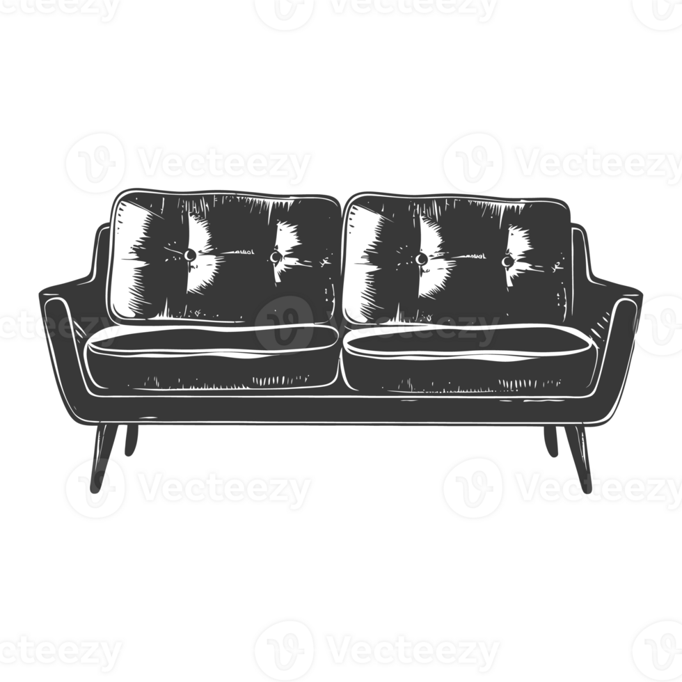 AI generated Silhouette Scandinavian sofa black color only png