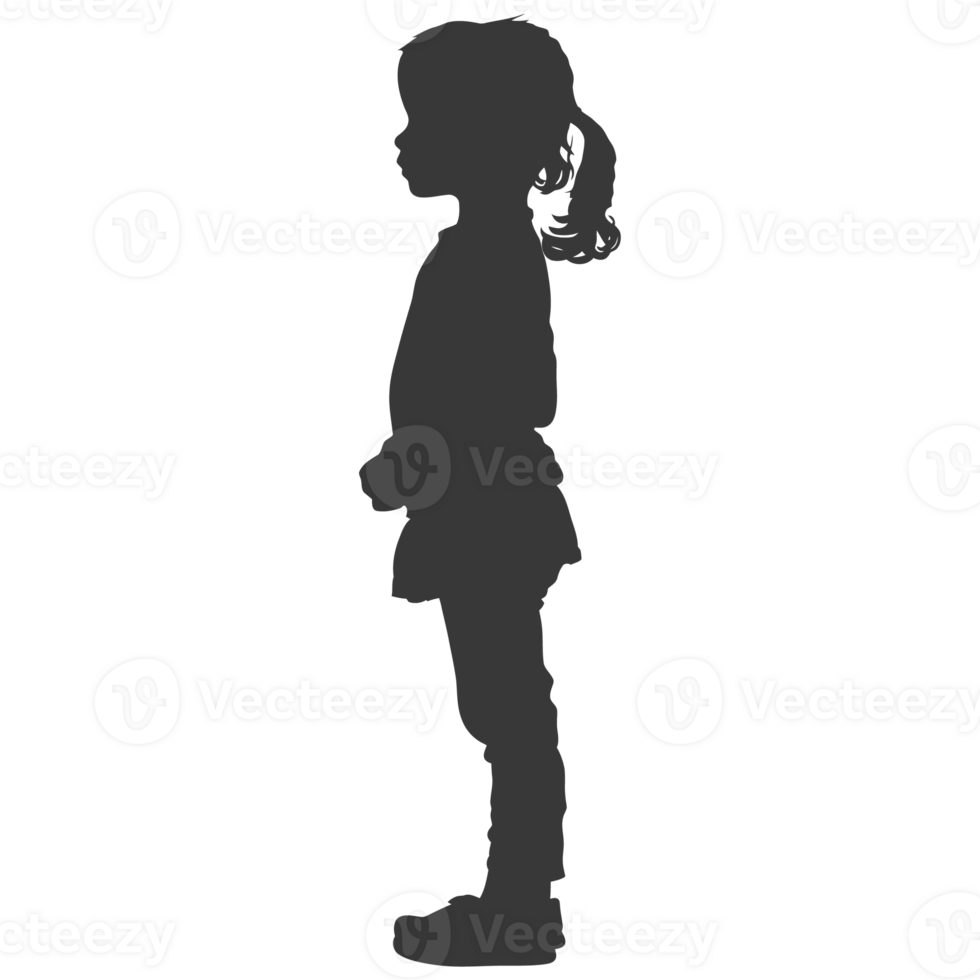 AI generated Silhouette caucasian girl black color only png